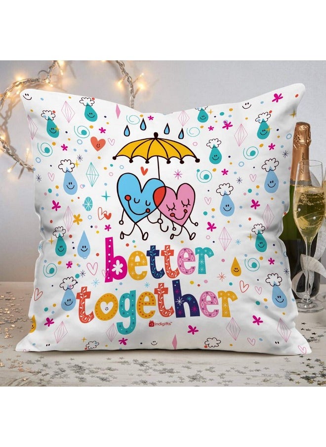 Indigifts Indigifts Love Quote Satin Cushion Cover with Filler (Standard - 12x12 inches, White)  - Image 2