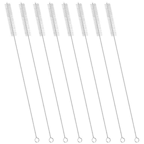 GFDesign Drinking Straw Cleaning Brushes Set 12" Extra Long 12mm Extra Wide Pipe Tube Cleaner Nylon Bristles Stainless Steel Handle - 12" x 1/2" (12mm) - Set of 8 - Image 1