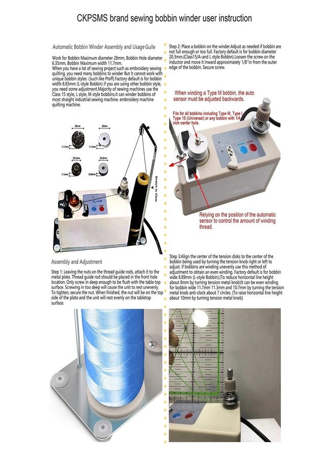 CKPSMS Brand -110V Automatic Bobbin Winder&Thread Stand Fit 1/4"(6mm) Center Hole Bobbins (KP-SBW01 American Plug 110V) - Image 2