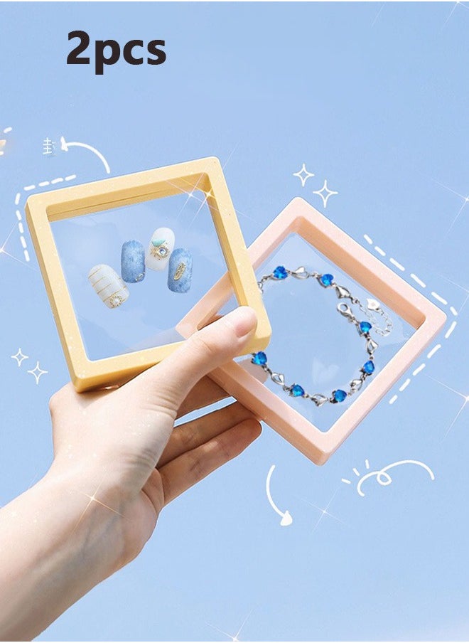 Geustos 2 Pieces Transparent PP + PE Film Hanging Gift Box For Jewelry (9*9cm Apricot + Pink)  - Image 1