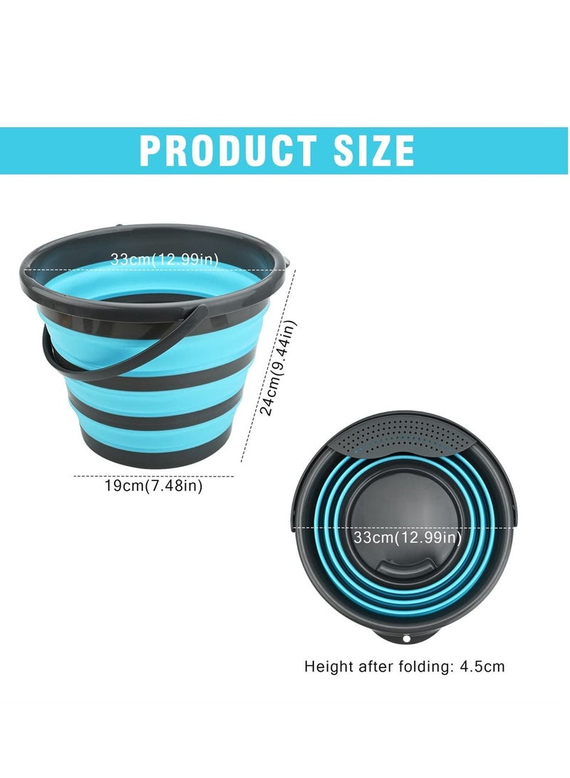 SYOSI 10L Collapsible Plastic Bucket, Foldable Mop Bucket, Portable Fishing Water Pail, Space Saving Outdoor Water Pot, Ideal for Camping, Hiking, Home, 32cm Size - Image 2