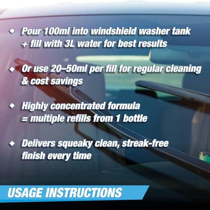 Wavex Windshield Washer Fluid for Car 1000ml | Car Windshield Cleaner Add 20ml in Windshield Tank | Streak-Free, Crystal Clear Finish with Car Wiper Liquid Transit damage minimized design - Image 4