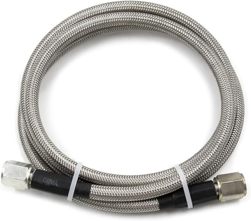 WnSEu Steel Braided Turbo Oil Feed Line -4AN, 72 Inch Teflon Gauge Line Kit - Image 5
