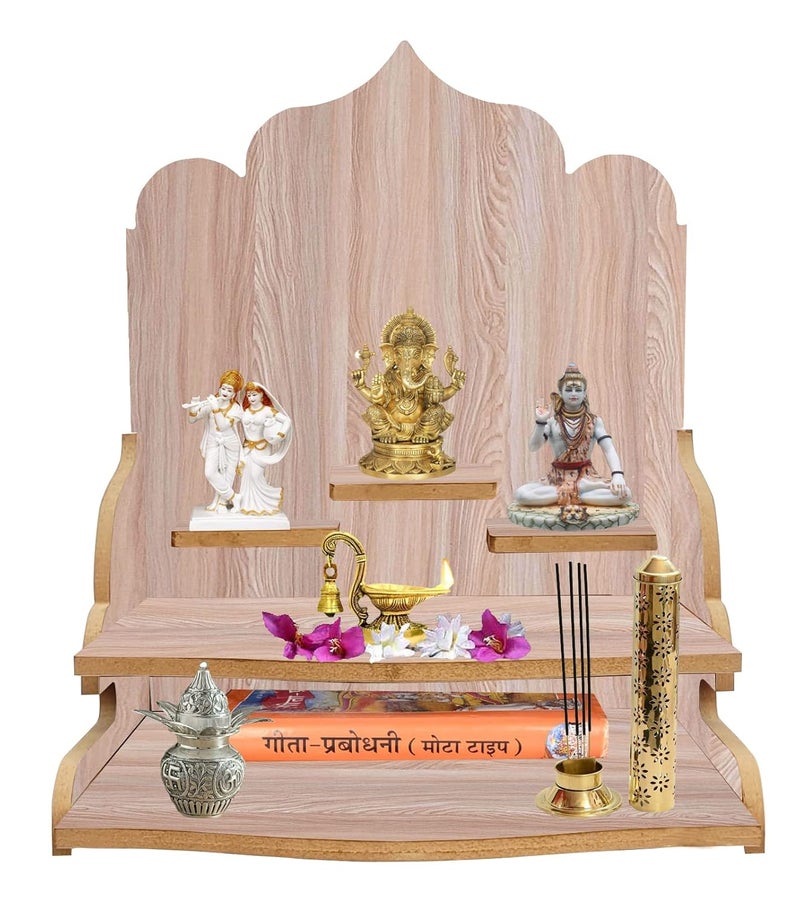 LINGAZ Mandala Design Wall Mounted Glossy Wooden Home Temple - Image 1