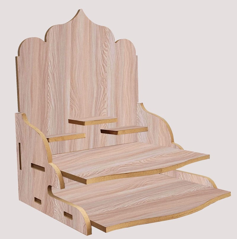 LINGAZ Mandala Design Wall Mounted Glossy Wooden Home Temple - Image 4