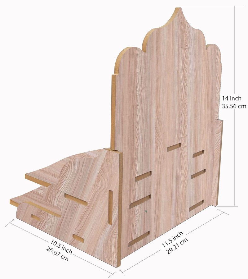 LINGAZ Mandala Design Wall Mounted Glossy Wooden Home Temple - Image 5