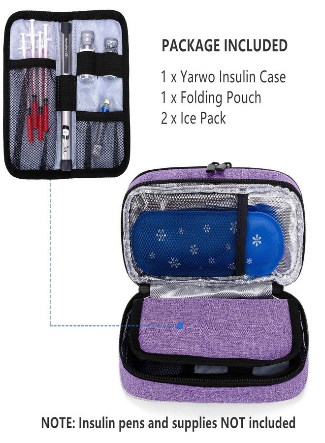 Yarwo Insulin Cooler Travel Case, Double-Layer Diabetic Travel Case with 2 Ice Packs, Diabetic Supplies Organizer for Insulin Pens, Blood Glucose Monitors or Other Diabetes Care Accessories, Purple - Image 2