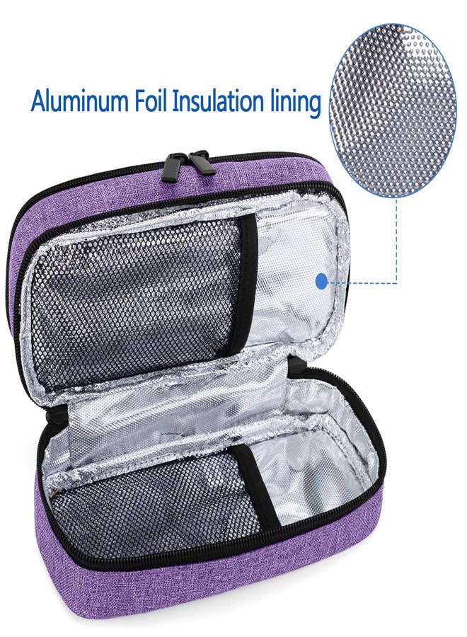 Yarwo Insulin Cooler Travel Case, Double-Layer Diabetic Travel Case with 2 Ice Packs, Diabetic Supplies Organizer for Insulin Pens, Blood Glucose Monitors or Other Diabetes Care Accessories, Purple - Image 4