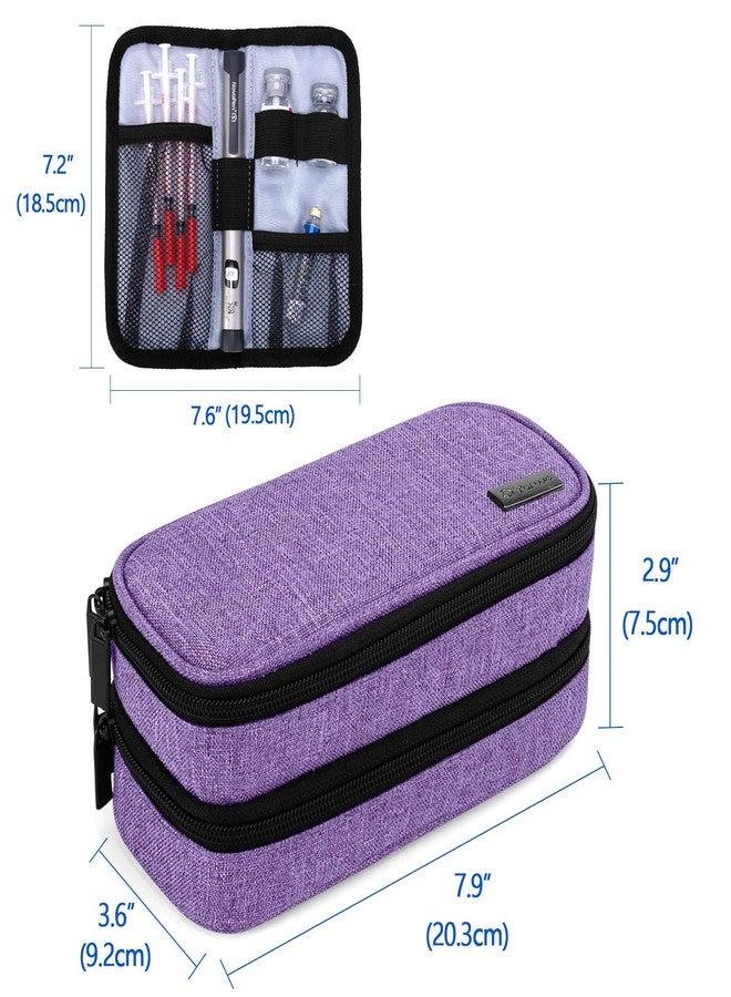 Yarwo Insulin Cooler Travel Case, Double-Layer Diabetic Travel Case with 2 Ice Packs, Diabetic Supplies Organizer for Insulin Pens, Blood Glucose Monitors or Other Diabetes Care Accessories, Purple - Image 5