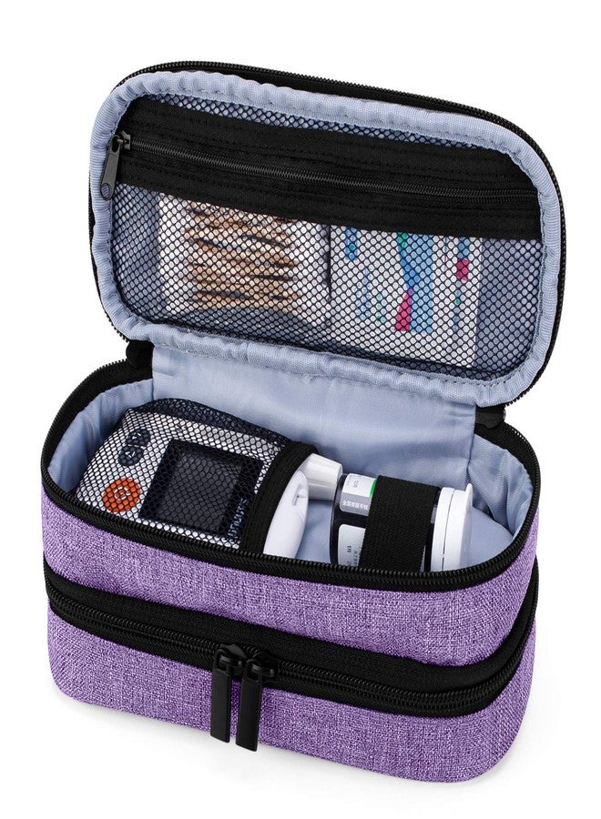 Yarwo Insulin Cooler Travel Case, Double-Layer Diabetic Travel Case with 2 Ice Packs, Diabetic Supplies Organizer for Insulin Pens, Blood Glucose Monitors or Other Diabetes Care Accessories, Purple - Image 3
