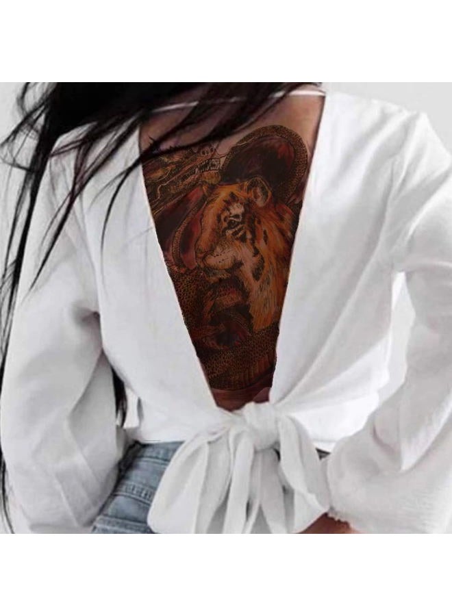 CARGEN 4 Sheets Cool Full Back Dragon Temporary Tattoo Body Art Stickers Realistic Waterproof Tattoos for Men Fake Tattoos with Dragon Tiger Bird - Image 4
