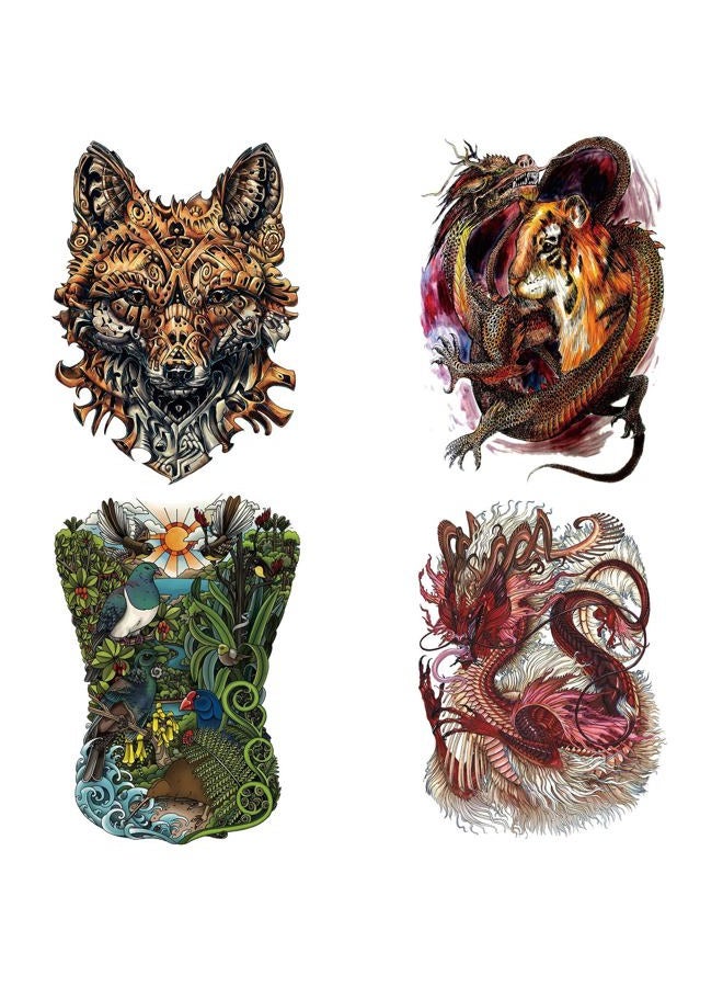 CARGEN 4 Sheets Cool Full Back Dragon Temporary Tattoo Body Art Stickers Realistic Waterproof Tattoos for Men Fake Tattoos with Dragon Tiger Bird - Image 1