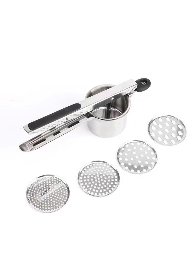 MostNow Potato Ricer, Stainless Steel Potato Masher with 4 Interchangeable Discs, Heavy Duty Potato Masher and Ricer Kitchen Tool, Press and Mash Kitchen Gadget for Perfect Mashed Potatoes - Image 1