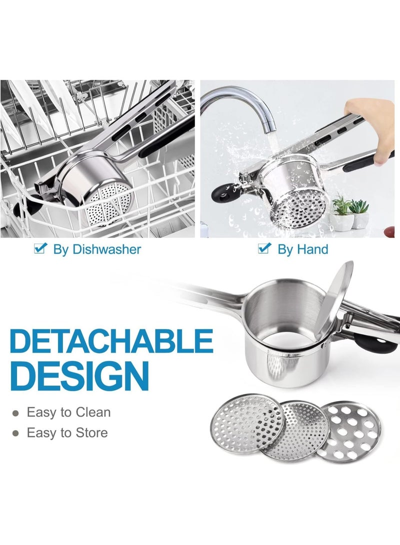 MostNow Potato Ricer, Stainless Steel Potato Masher with 4 Interchangeable Discs, Heavy Duty Potato Masher and Ricer Kitchen Tool, Press and Mash Kitchen Gadget for Perfect Mashed Potatoes - Image 5