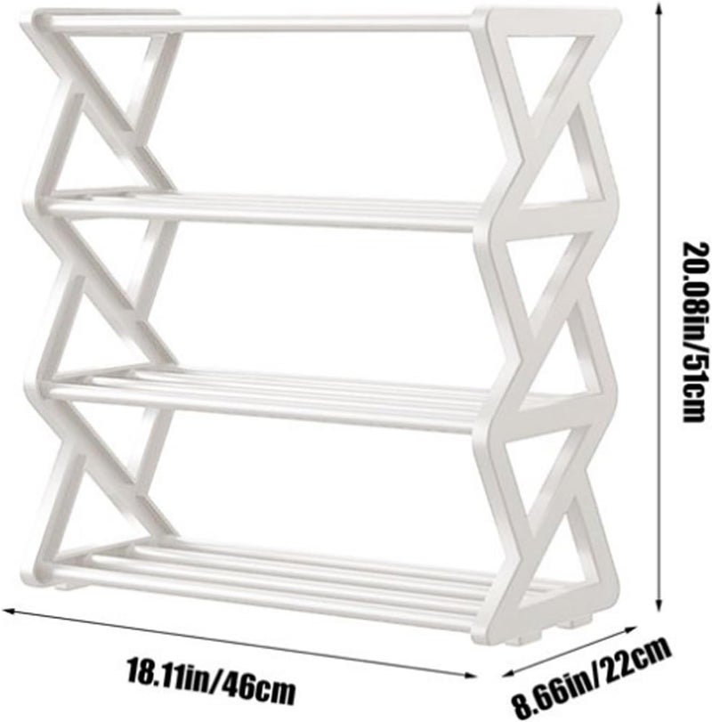 LINGWEI Plastic Shoe Rack 4-Tier – Space-Saving Shoe Storage Organizer for Entryway, Bedroom & Closet – Sturdy Plastic + Steel Pipe, Easy No-Tool Assembly (White) - Image 2