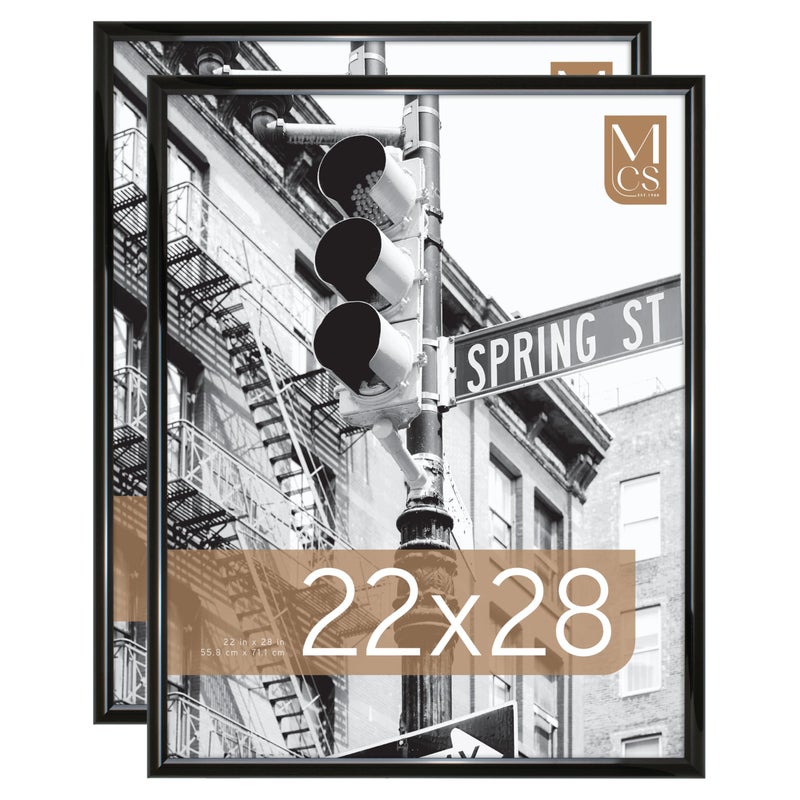 MCS Trendsetter 22x28 Poster Frame Black HighGloss Vertical  Horizontal Wall Hanging Large Picture Frame for Photos Posters  Art Prints 2Pack