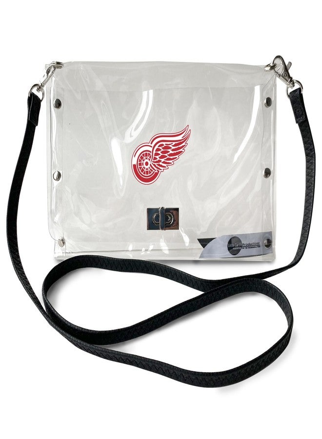 Littlearth محفظة ليتل آرت NHL ديترويت ريد وينغز بغطاء شفاف مع حزام موضة أسود، لون الفريق، 10" × 6.5" × 0.5" - Image 2