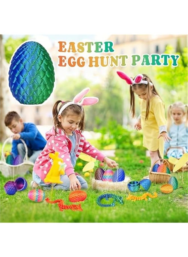 DURKU Mysterious Crystal Dragon Egg Fidget Toys Surprise, 3D Printed Dragon Egg with Articulated Dragon Inside (Laser Green) - Image 5