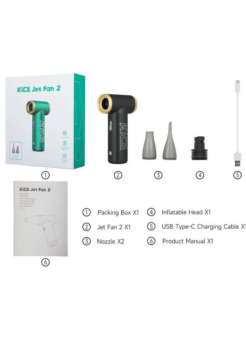 KiCA - Jet Fan 2 Vacuum Kit / Adjustable Wind Speed / 101000RPM Brushless Motor / Aviation-Grade Aluminum Shell / Uses for Cleaning / Drying / Inflating & Dusting Hard-to-Reach Areas / Vacuum Accessories Included - Black - Image 1