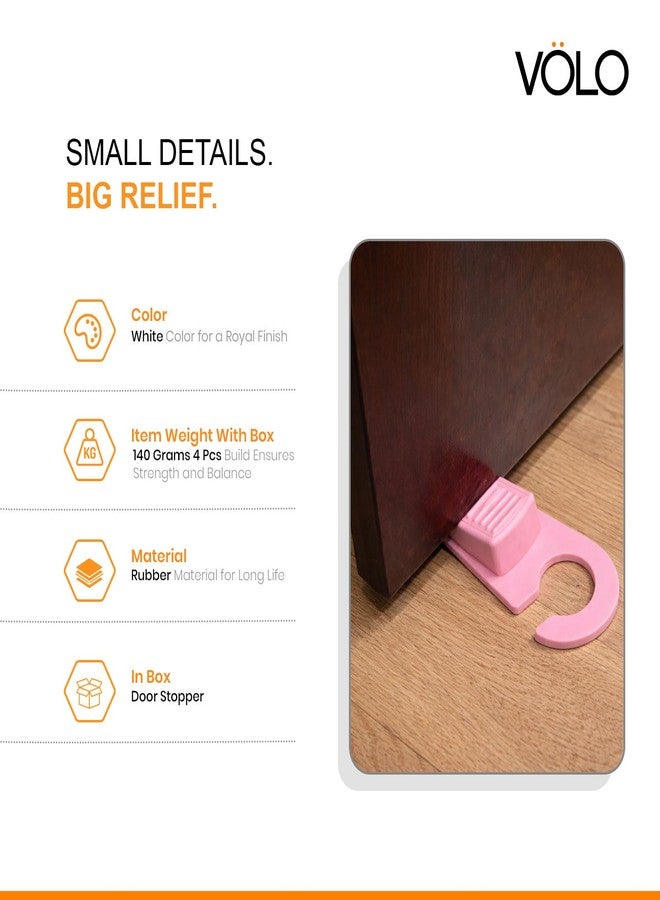 VOLO 4 Pieces 5 Inch Rubber Door Holder | Non Slip Door Stop Wedge | Door Jam Stopper | Stackable Door Wedge | Floor Door Stopper for Tile Carpet Wood Laminate | White - Image 3