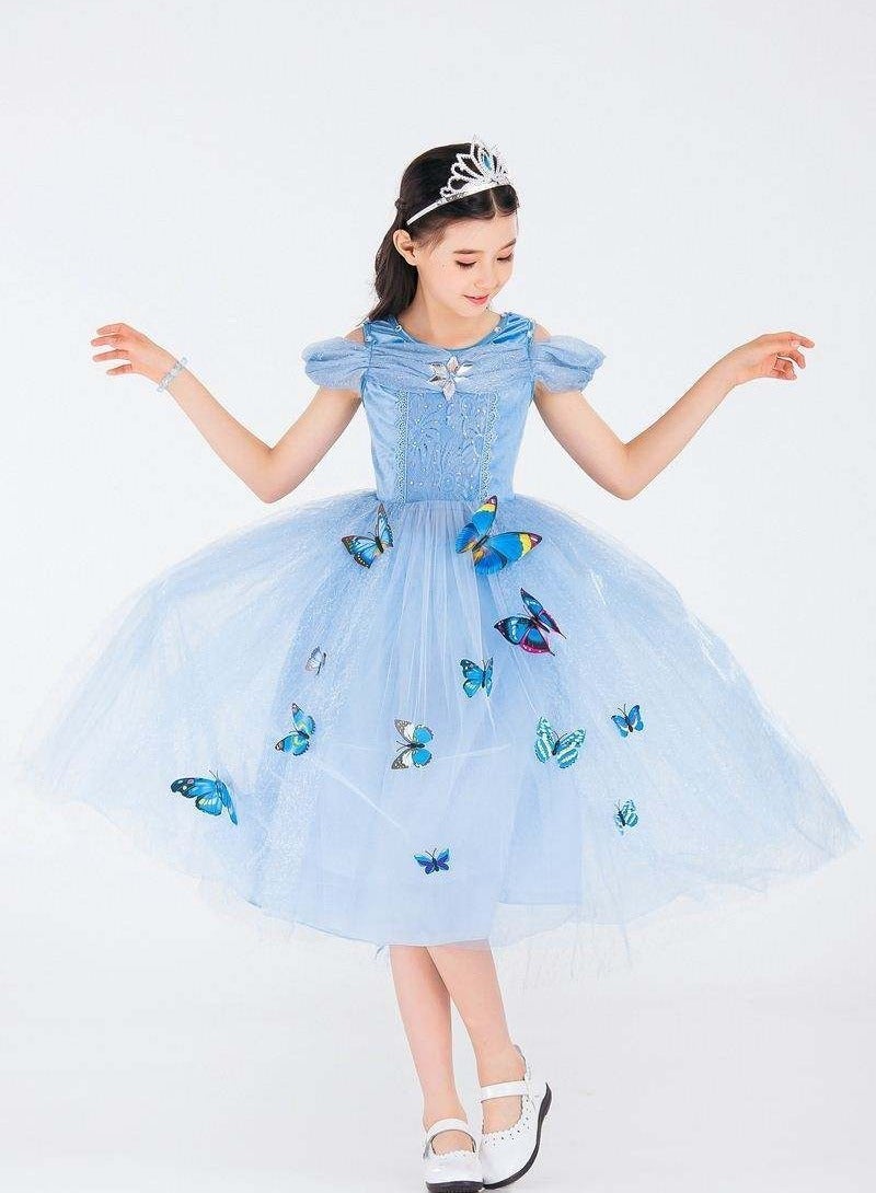 Kids Butterflies Princess Outfit Halloween Costume Deluxe Dress up Cosplay Birthday Party for Girls - Image 1