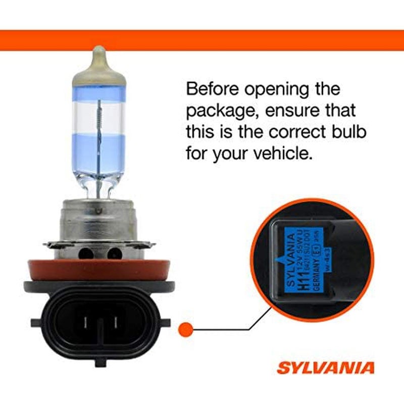 SYLVANIA - H11 SilverStar Ultra plus Free Installation Gloves - High Performance Halogen Headlight Bulb, High Beam, Low Beam, Fog Replacement Bulb, Brightest Downroad Whiter Light (Contains 2 Bulbs) - Image 2