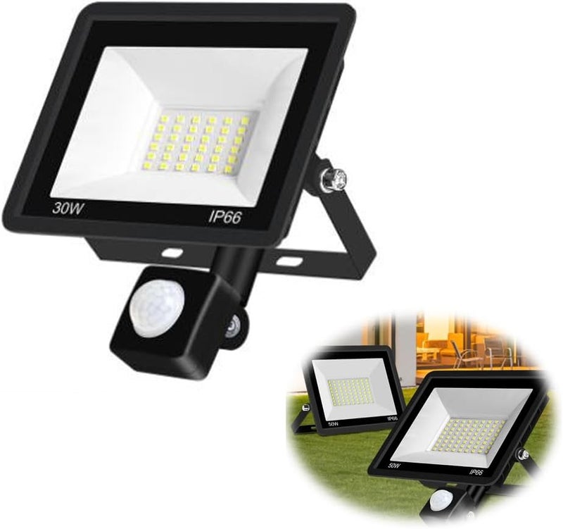 Luckam LED Floodlight, Spotlight with PIR Motion Sensor, Security Wall Light for Outdoor Use, Bright and Energy Efficient - Image 1
