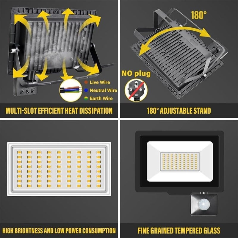 Luckam LED Floodlight, Spotlight with PIR Motion Sensor, Security Wall Light for Outdoor Use, Bright and Energy Efficient - Image 5