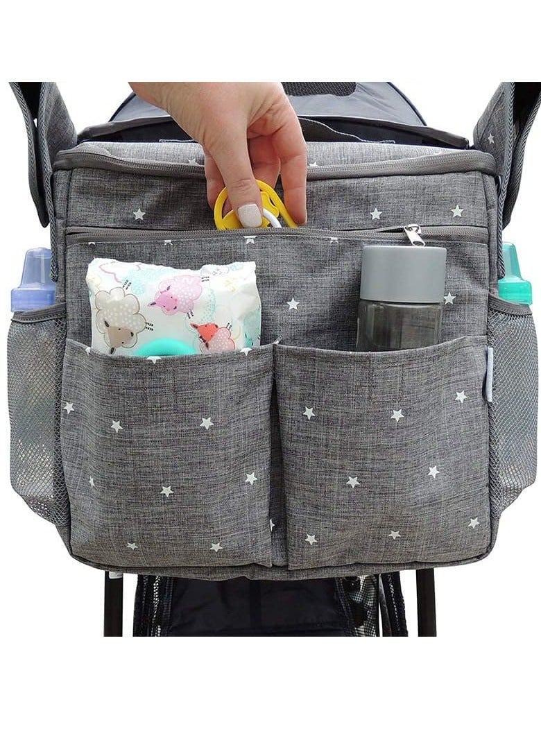Daytoyz Buggy Organiser with Drink Holder XL Shoulder Bag Waterproof Rainproof Universal Drink Holder Pram Bags Multifunctional Backpack - Image 1