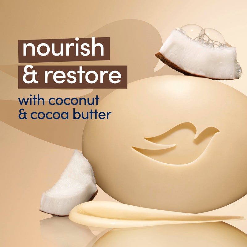 Dove Beauty Bar Soap Restoring Coconut & Cocoa Butter, 8 Bars for Restored Skin, Nourishes Skin 3.75 oz - Image 5