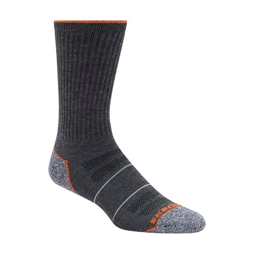 Skechers Men's 6 Pack Work Crew Socks, Charcoal, 10-13 - Image 2