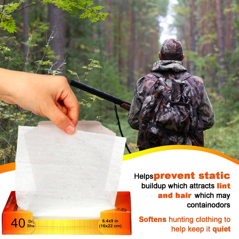 Wovnet 4 Packs 160 Sheet Scent Elimination Dryer Sheets for Hunting Scent Free Dryer Sheets Hunting Fabric Softener for All Fabrics Clothes(Modern) - Image 5