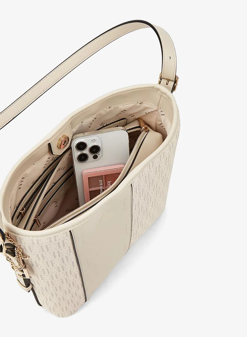 ELLE Monogram Print Shoulder Bag With Pouch