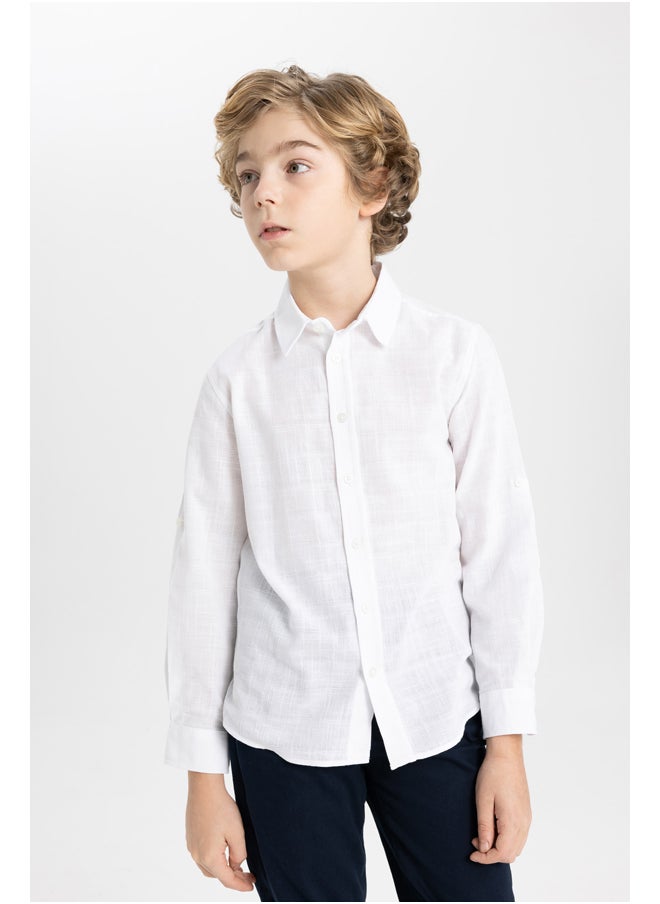 DeFacto - Boy Regular Fit Polo Neck Woven Long Sleeve Shirt - Image 1