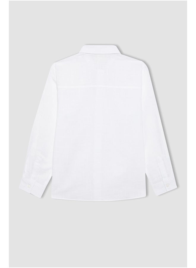 DeFacto - Boy Regular Fit Polo Neck Woven Long Sleeve Shirt - Image 1