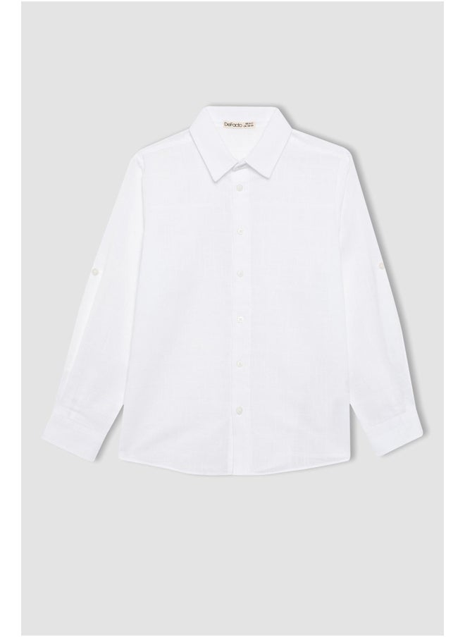DeFacto - Boy Regular Fit Polo Neck Woven Long Sleeve Shirt - Image 1