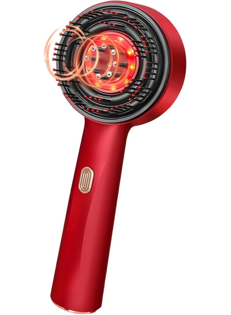 TIGER 2-in-1 Electric Scalp Massager Comb with Hair Oil Diffuser – Multi-Function Hair Massager & Brush for Hair Growth and Scalp Relaxation – 3 Adjustable Vibration Modes, USB Rechargeable, Anti-Frizz Silicone Scalp Brush for Men & Women – Red - Image 1