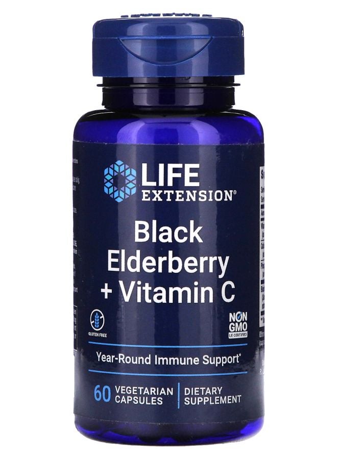 Black Elderberry + Vitamin C 60 Vegetarian Capsules