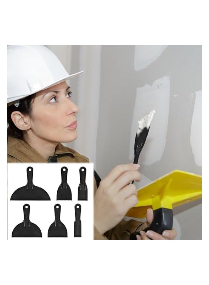 بروماس مجموعة سكاكين المعجون البلاستيكية مكونة من 6 قطع، أداة مكشطة مرنة، ملعقة بلاستيكية، كاشطات طلاء للتكديس والترقيع وطلاء الجدران - Image 5