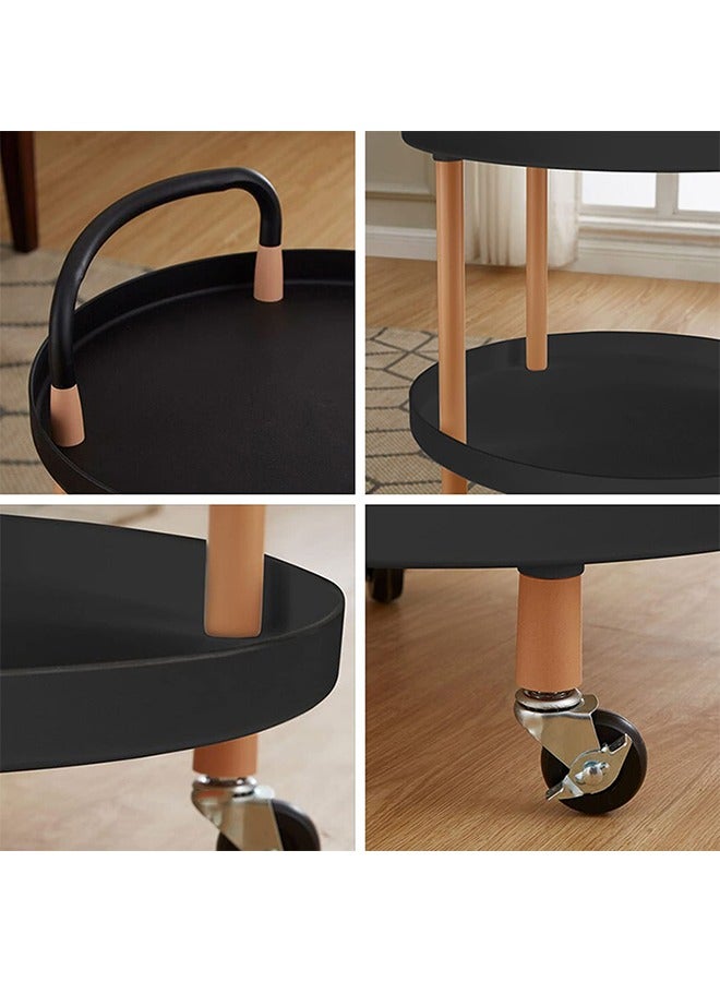 ميكسد طاولة جانبية كبيرة للأريكة وطاولة للوجبات الخفيفة مكونة من طبقتين لطاولة القهوة وطاولة جانبية ومنضدة بجانب السرير وطاولة جانبية وعربة دوارة وعربة أدوات متعددة الوظائف وأرفف تخزين متحركة لغرفة المعيشة - Image 5