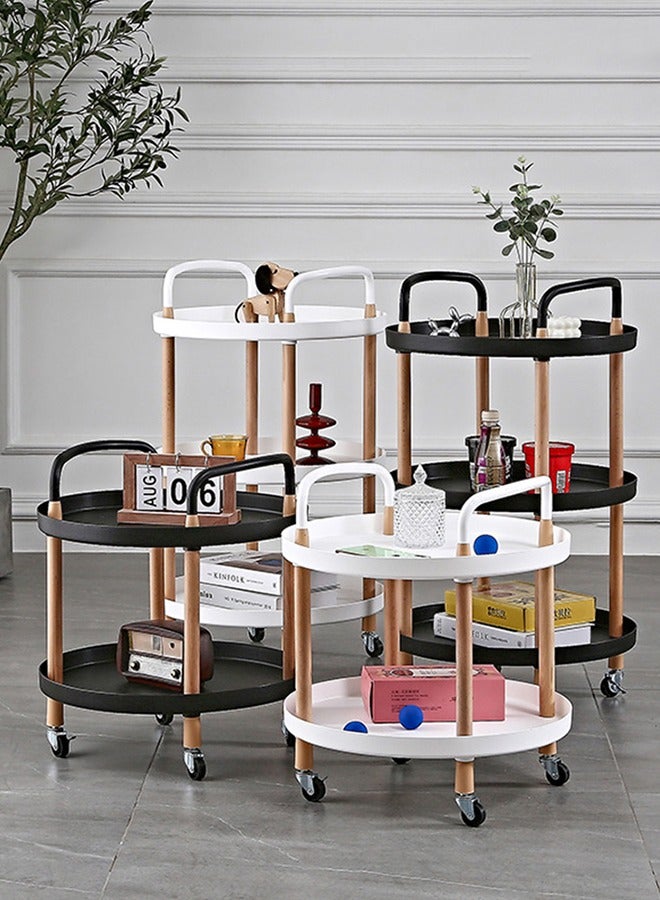 ميكسد طاولة جانبية كبيرة للأريكة وطاولة للوجبات الخفيفة مكونة من طبقتين لطاولة القهوة وطاولة جانبية ومنضدة بجانب السرير وطاولة جانبية وعربة دوارة وعربة أدوات متعددة الوظائف وأرفف تخزين متحركة لغرفة المعيشة - Image 3