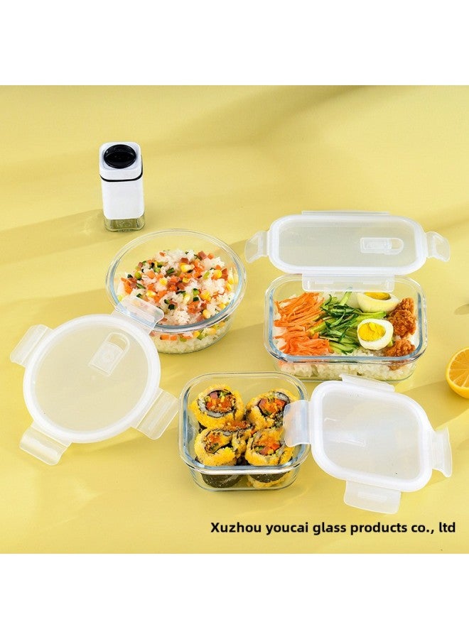 Transparent Glass Preservation Box Heat-resistant Microwave Oven Glass Lunch Box Sealed Lunch Box Refrigerator Storage Box Glass Bowl-Specifications:Heat Preservation Bag (3 Only With The Largest Size Can Not Fit Carefully)-Color:Transparent