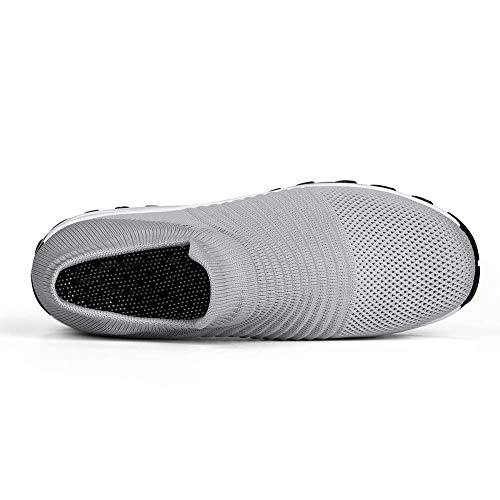 Slow Man Women's Walking Shoes Sock Sneakers - Mesh Slip On Air Cushion Lady Girls Modern Jazz Dance Easy Shoes Platform Loafers Pure Grey,11 - Image 4