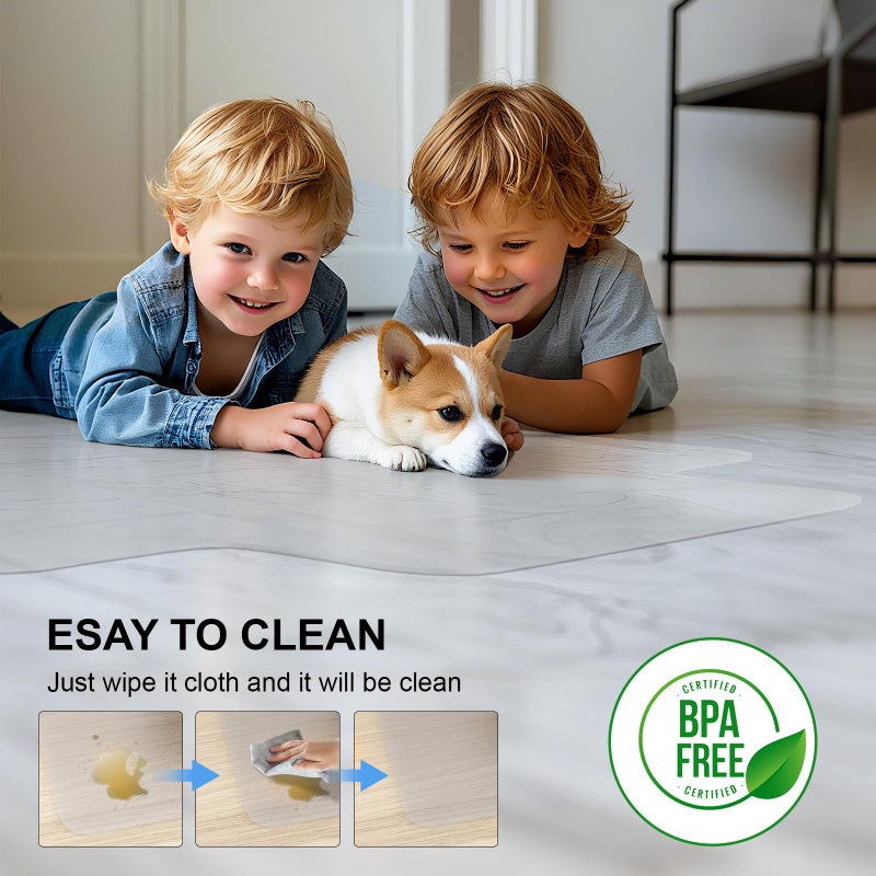 Wistery Office Chair Mat for Hard Floors,36"x48" Desk Mat for Chair for Hardwood Floor,Non-Slip Hard Floor Protector Desk Chair Mat for Home,Vinyl Floor Mat for Kids & Pets - Not for Carpet (Clear) - Image 4