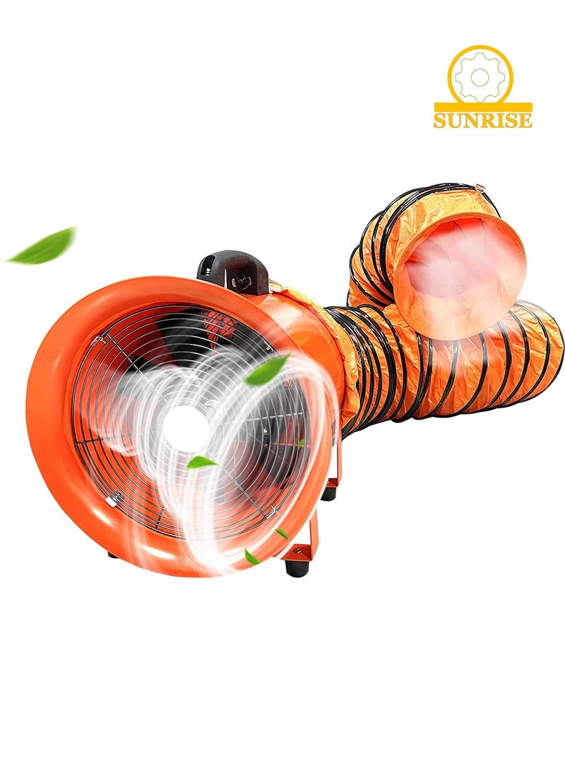 SUNRISE - Axial Flow Fan Utility Blower Fan,Portable Air Blower,10 Inch Fan With 5m Duct,Air Ventilation Fan,Exhaust Axial Hose Fan for Industrial,Warehouse,Factory - Image 1
