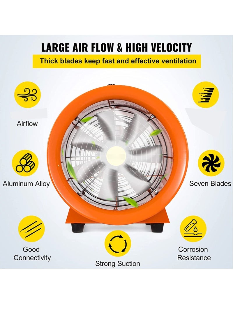SUNRISE - Axial Flow Fan Utility Blower Fan,Portable Air Blower,10 Inch Fan With 5m Duct,Air Ventilation Fan,Exhaust Axial Hose Fan for Industrial,Warehouse,Factory - Image 1