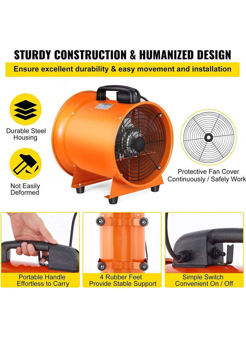 SUNRISE - Axial Flow Fan Utility Blower Fan,Portable Air Blower,10 Inch Fan With 5m Duct,Air Ventilation Fan,Exhaust Axial Hose Fan for Industrial,Warehouse,Factory - Image 1