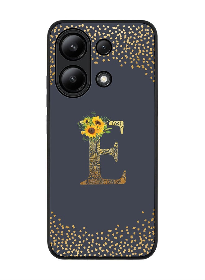 Stylizedd Rugged Black edge case for Xiaomi Redmi Note 13 4G, Cover Custom Monogram Initial Letter Mandala Floral Pattern Alphabet - E  (Grey ) - Image 1