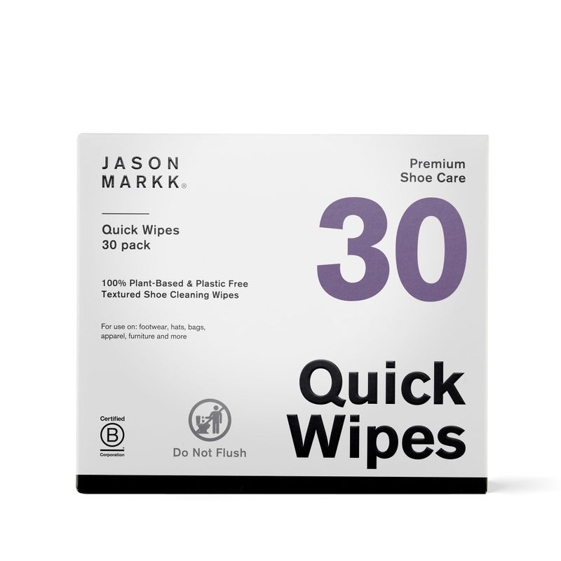 Jason Markk Quick Wipes, Shoe Cleaner, 30 Pack, Individually Packed, Sneaker Care, Ideal for Footwear, Safe for Leather, Suede, Nubuck, Cotton, Knits - Image 1