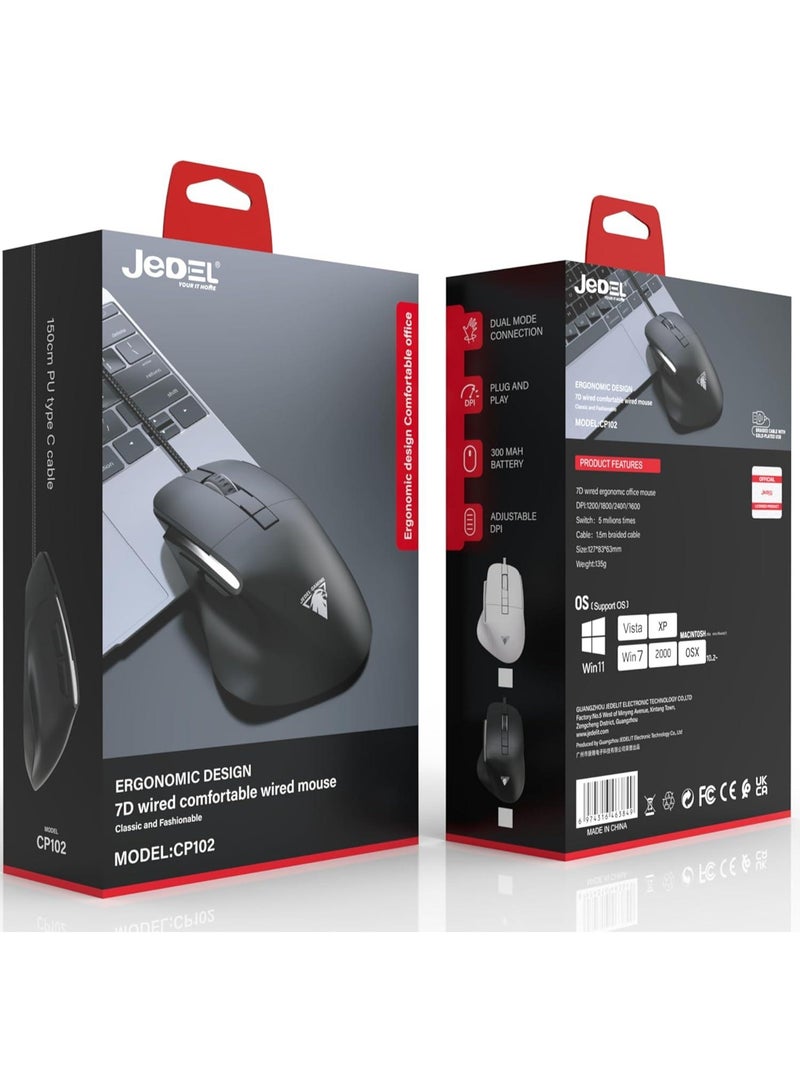 JeDEL CP102 Gaming Mouse – Silent Clicks, 3600 DPI Optical Sensor, 7 Programmable Buttons - Image 5
